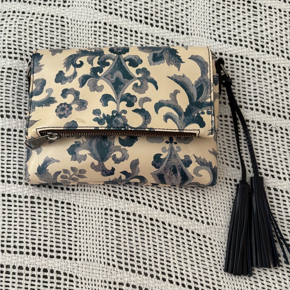 Patricia Nash Cream and Blue Convertible Crossbody Bag - NWT